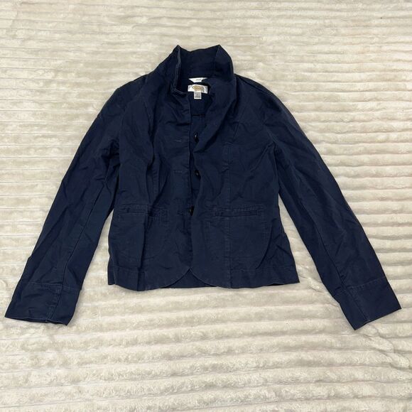 Talbots Women Navy Blue Long Sleeves Button Cotton/Spandex Jacket Size 6 - Picture 1 of 8